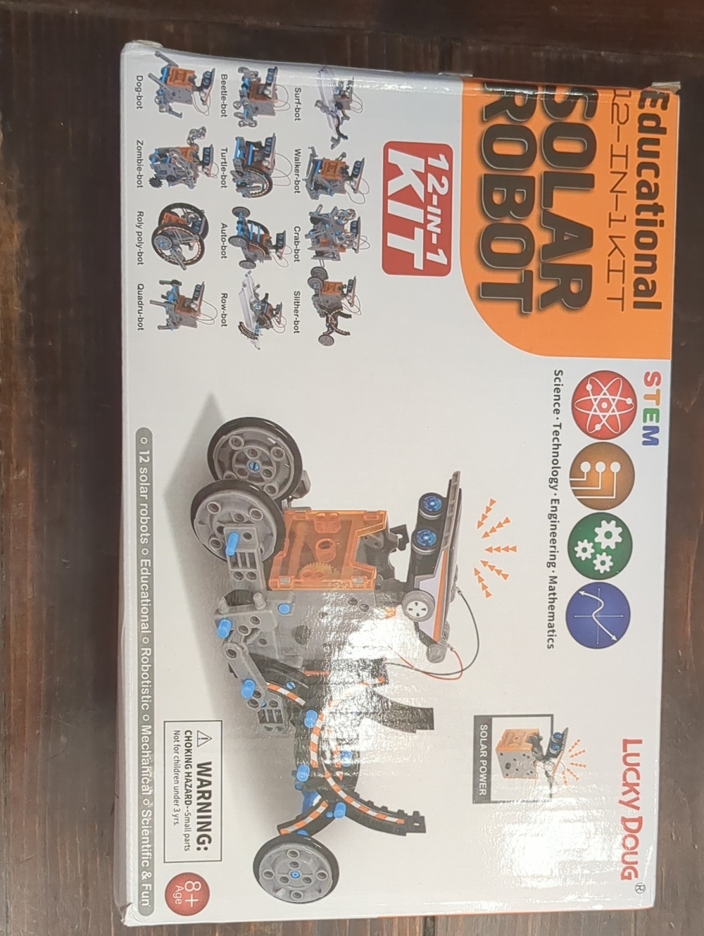 Kids Solar Robot Kit - Orange and Gray 12-in-1 STEM Toy